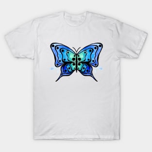 Abstract Blue Butterfly T-Shirt